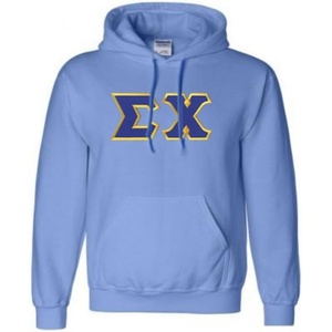 Greekgear Sigma Chi Lettered Hooded Sweatshirt(Light Blue)