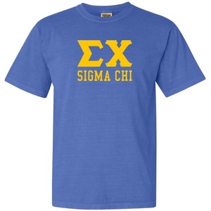 Sigma Chi Greek Heavyweight T-Shirt(Mystic Blue)