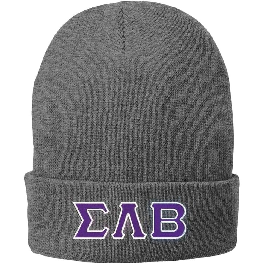 image:imageSigma Lambda Beta Big Greek Lettered Knit Cap Grey