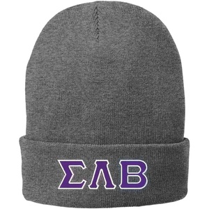 Sigma Lambda Beta Big Greek Lettered Knit Cap Grey