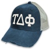 Tau Delta Phi Distressed Trucker Hat Navy/Tan