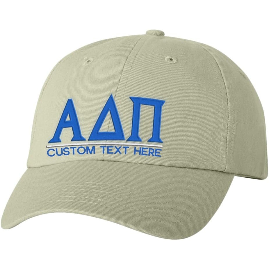 image:imagePersonalized Alpha Delta Pi Greek Line HatTan