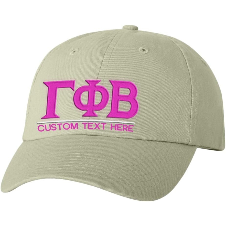 image:imagePersonalized Gamma Phi Beta Greek Line HatTan