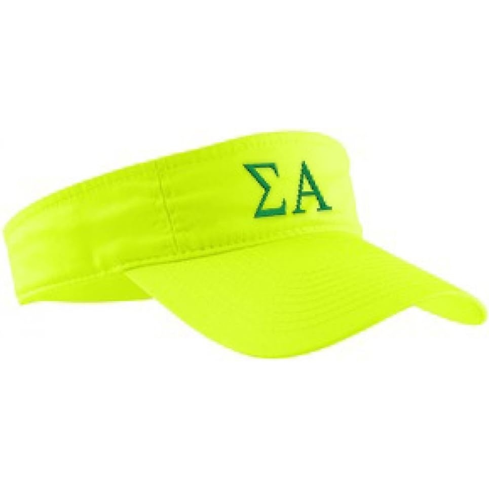 image:imageSigma Alpha Greek Letter VisorNeon Yellow WDark Green Thread Color