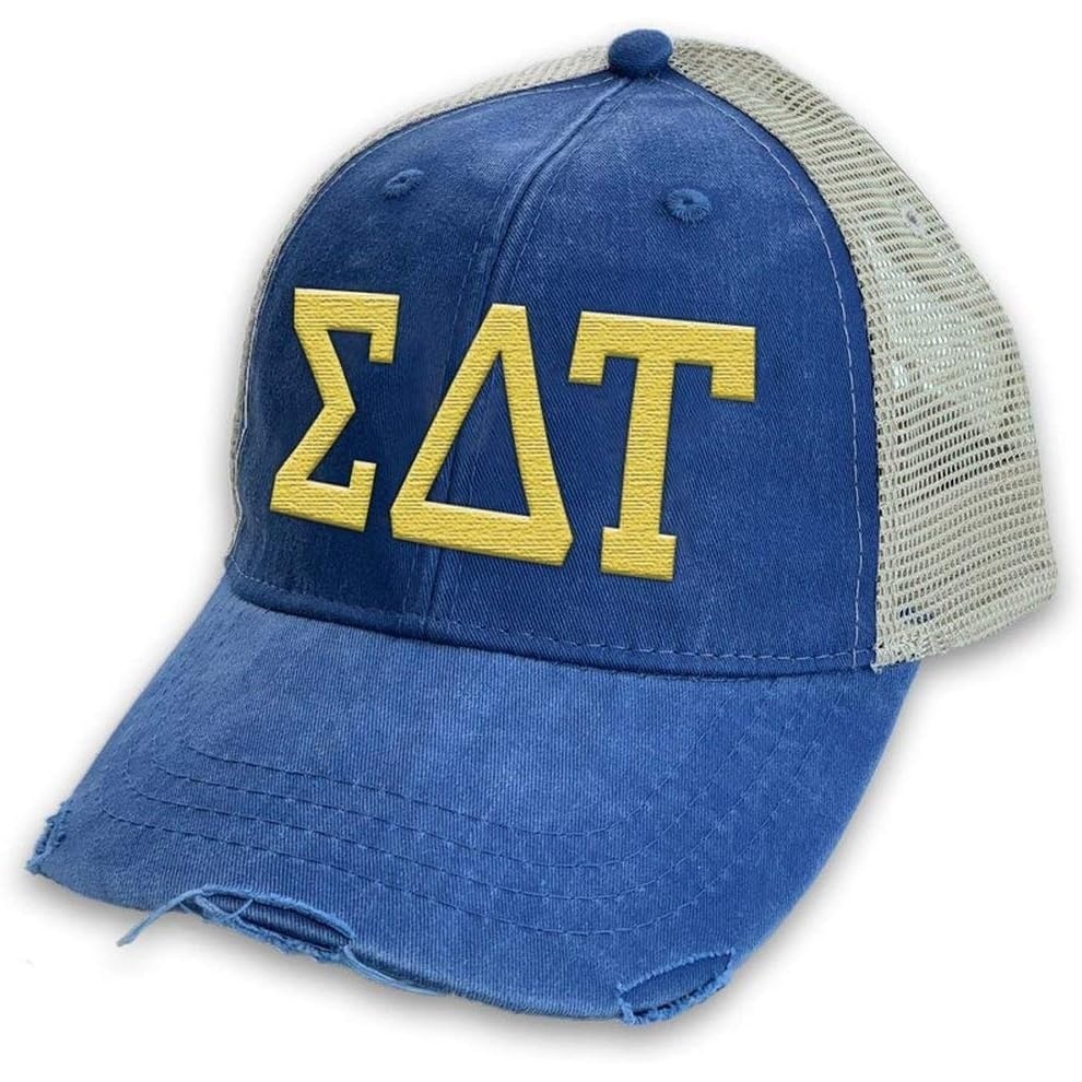 image:imageSigma Delta Tau Distressed Trucker Hat RoyalTan