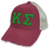 Alpha Kappa Lambda Distressed Trucker Hat(Burgundy/ Tan)