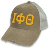 Greekgear Iota Phi Theta Distressed Trucker Hat Khaki/Tan