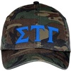 Sigma Tau Gamma Lettered Camouflage Hat Military Camo w/Light Blue Thread Color
