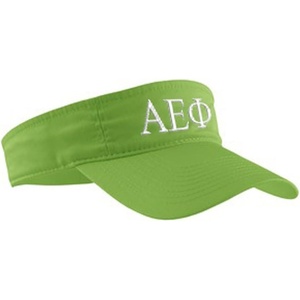 Alpha Epsilon Phi Greek Letter Visor(Lime Green W/White Thread Color)