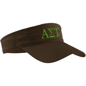 Alpha Sigma Tau AST Greek Letter Visor(Brown W/Lime Green Thread Color)