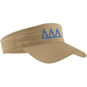 Delta Delta Delta Greek Letter Visor Khaki w/Royal Blue Thread Color