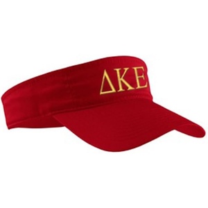Delta Kappa Epsilon DKE Greek Letter Visor Red w/Light Gold Thread