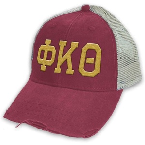 Phi Kappa Theta Distressed Trucker Hat Burgundy/Tan