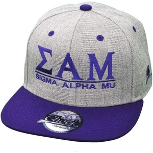 Sigma Alpha Mu Flatbill Snapback Hats Original(Heather/Purple)