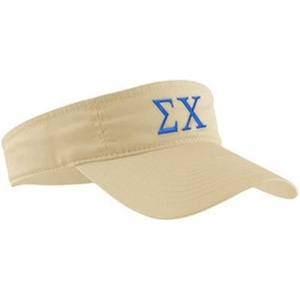 Sigma Chi Greek Letter Visor Khaki w/Royal Blue Thread