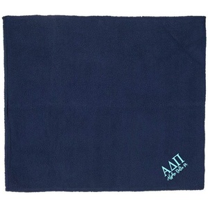 Greekgear Alpha Delta Pi Sherpa Blanket Navy Blue w/Light Blue Thread Color