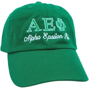 Greekgear Alpha Epsilon Phi Script Cap(Kelly Green W/Kelly Green/White Thread Color)