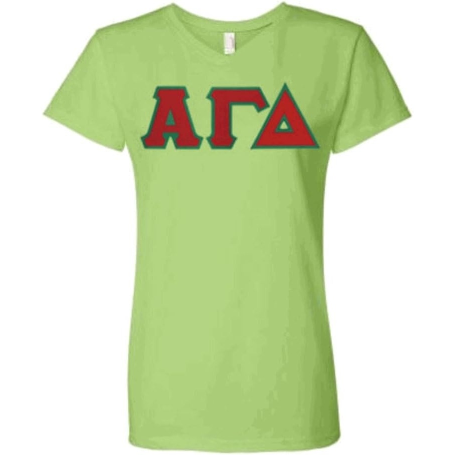 image:imageAlpha Gamma Delta Lettered V Neck TeeLime Green