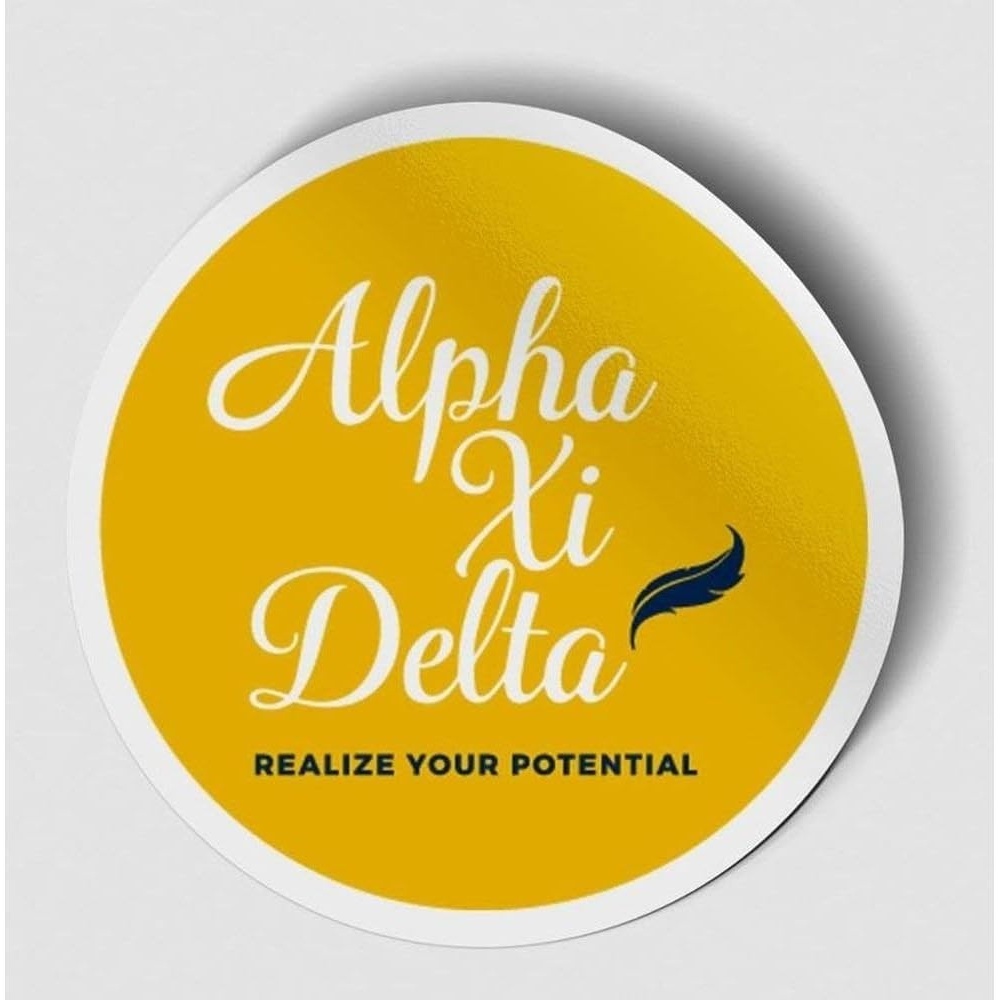 image:imageAlpha Xi Delta Logo Round Decal Navy BlueYellow