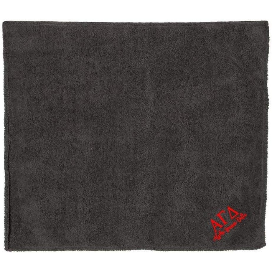 image:imageGreekgear Alpha Gamma Delta Sherpa Blanket Charcoal wRed Thread Color