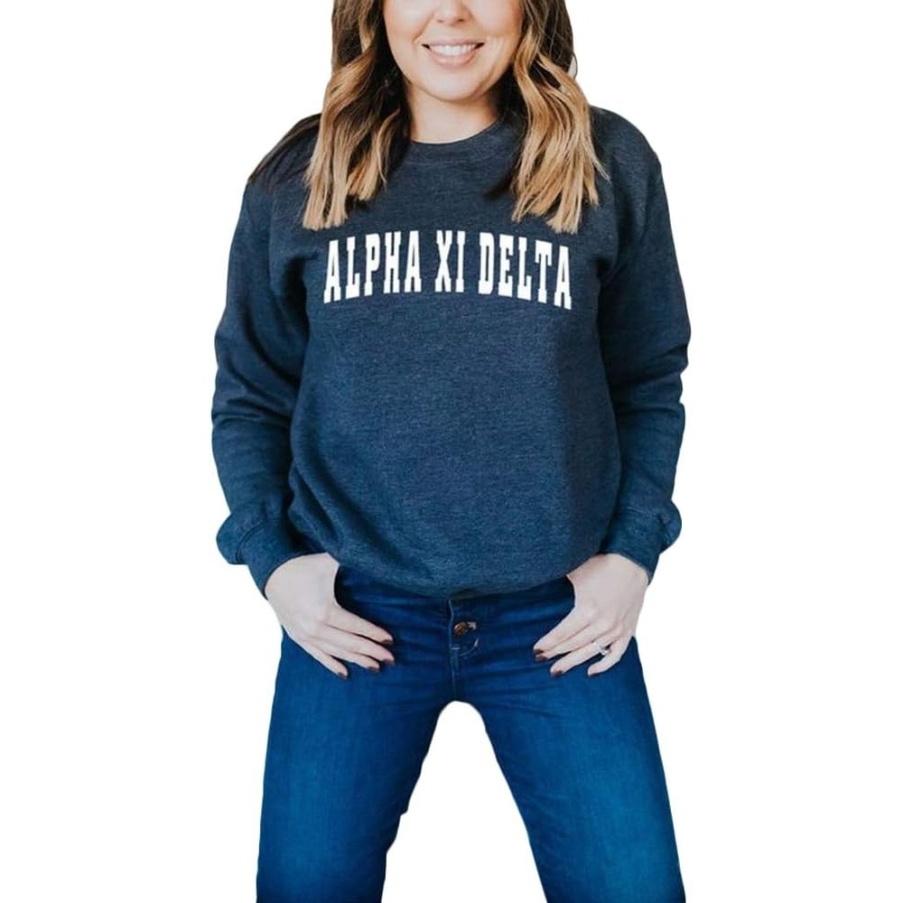 image:imageGreekgear Alpha Xi Delta Letterman SweatshirtNavy Blue