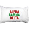 Alpha Gamma Delta Name Stack Pillow Cover White w/Red/Kelly Green Imprint Color