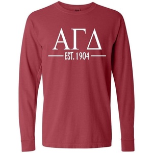 Alpha Gamma Delta Custom Greek Lettered Long Sleeve T-Shirt(Brick)