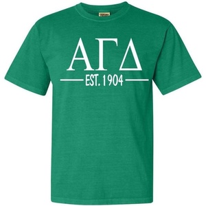 Alpha Gamma Delta Custom Greek Lettered Short Sleeve T-Shirt(Grass)