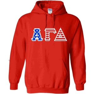 Alpha Gamma Delta Greek Letter American Flag Hoodie(Red)