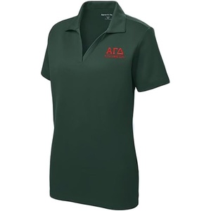 Alpha Gamma Delta Greek Letter Polo Shirts(Dark Forest Green)