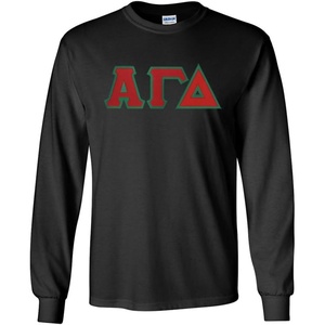 Alpha Gamma Delta Lettered Long Sleeve Tee(Black)