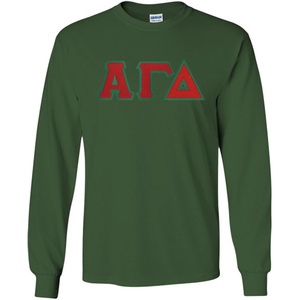 Alpha Gamma Delta Lettered Long Sleeve Tee(Forest Green)