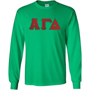 Alpha Gamma Delta Lettered Long Sleeve Tee(Irish Green)