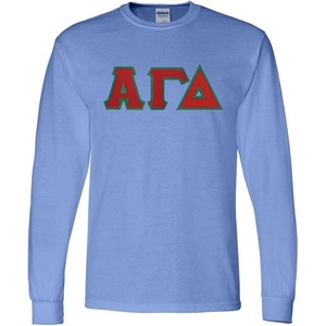 Alpha Gamma Delta Lettered Long Sleeve Tee(Light Blue)