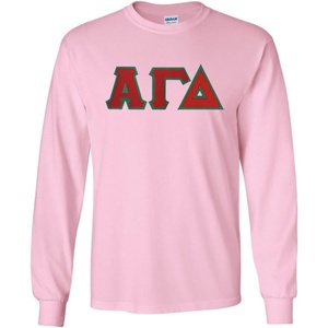 Alpha Gamma Delta Lettered Long Sleeve Tee(Light Pink)
