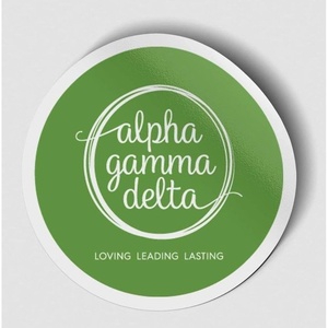 Alpha Gamma Delta Logo Round Decal Green(Green)