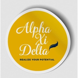 Alpha Xi Delta Logo Round Decal Navy Blue(Yellow)