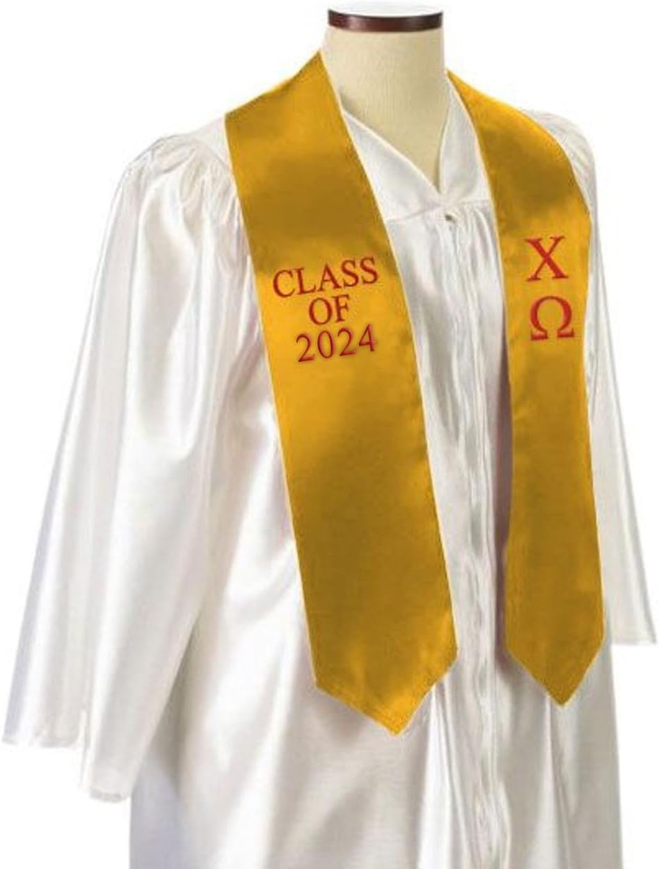 image:imageGreekgear Chi Omega Embroidered Graduation Sash Stole
