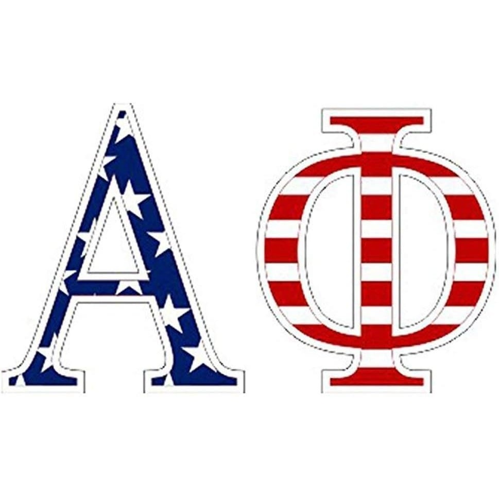 image:imageAlpha Phi American Flag Greek Letter Sticker 25 Tall