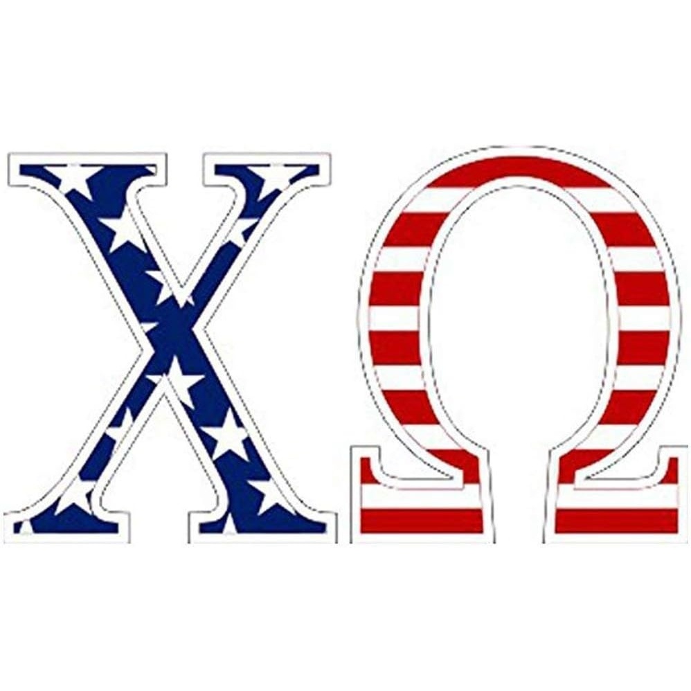 image:imageChi Omega Chi O American Flag Greek Letter Sticker25 Tall