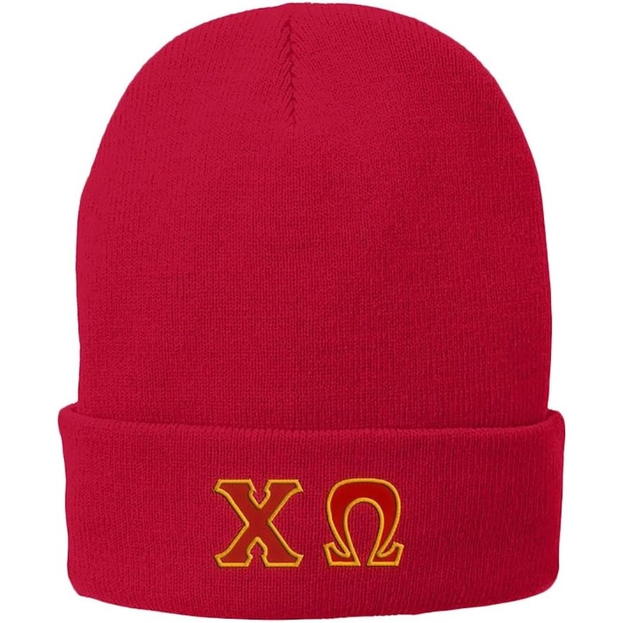 image:imageChi Omega Chi O Big Greek Lettered Knit Cap Red