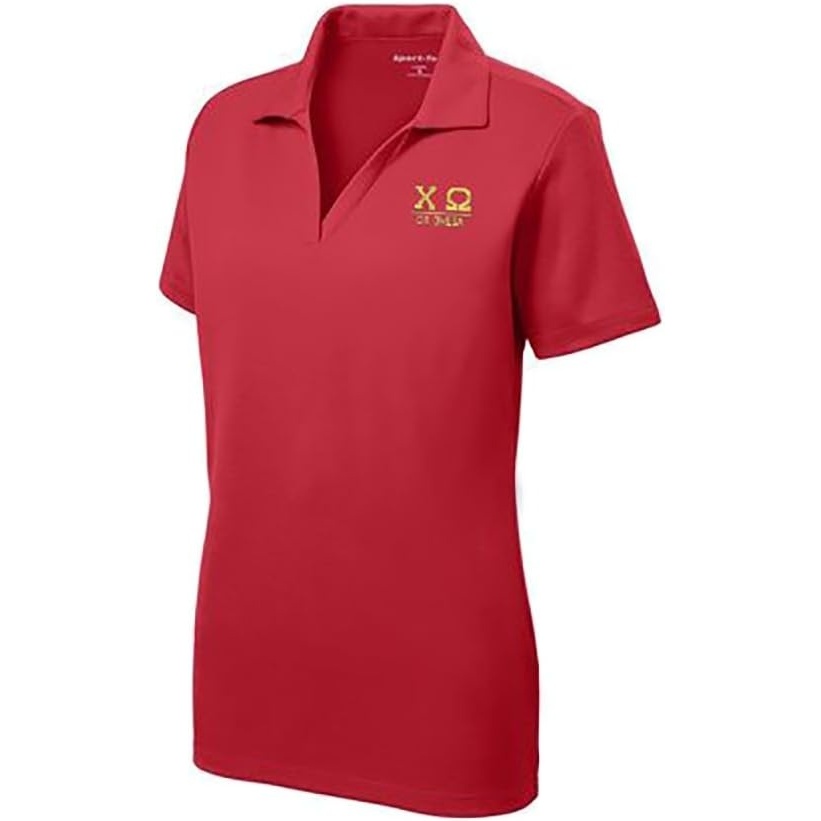 image:imageChi Omega Chi O Greek Letter Polo ShirtsTrue Red
