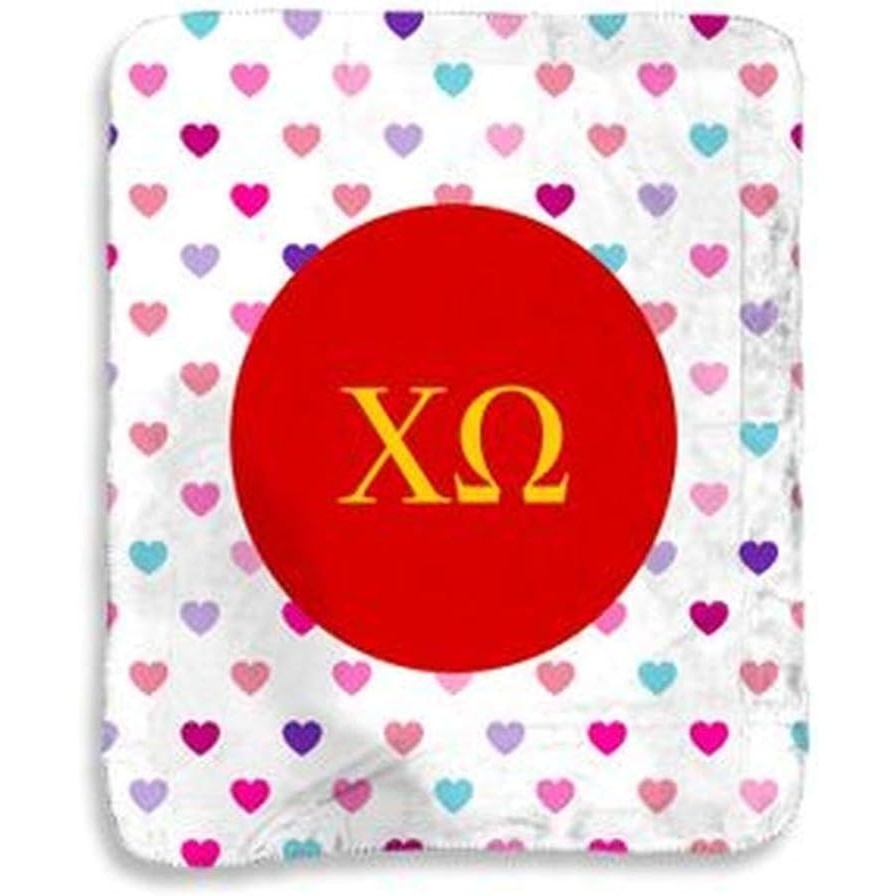 image:imageGreekgear Chi Omega Chi O Hearts Sherpa Lap Blanket