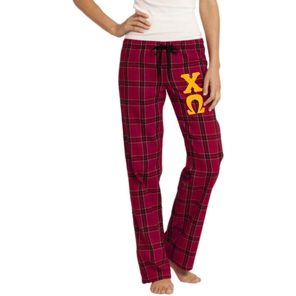 image:imageGreekgear Chi Omega Womens Flannel Plaid Pant PJsRed