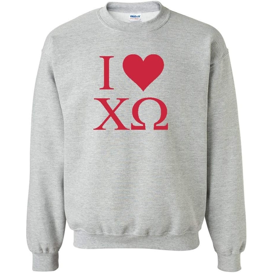 image:imageI Love Chi Omega Chi O Crewneck SweatshirtLight Grey