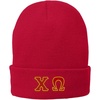 Chi Omega Chi O Big Greek Lettered Knit Cap Red