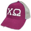 Chi Omega Chi O Distressed Trucker Hat Naut Red/Tan