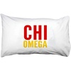 Chi Omega Chi O Name Stack Pillow Cover White w/Red/Gold Imprint Color