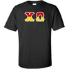 Chi Omega Chi O Two Tone Greek Lettered T-Shirt(Black)