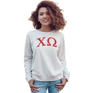 Chi Omega Chi O Arched Greek Lettered Crewneck Sweatshirt(Light Grey)